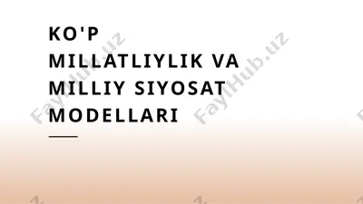 ko'p millatli jamiyatlar va milliy siyosat modellari — PPTX