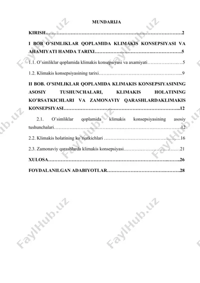 o'simliklar qoplamida klimakis konsepsiyasi — DOCX
