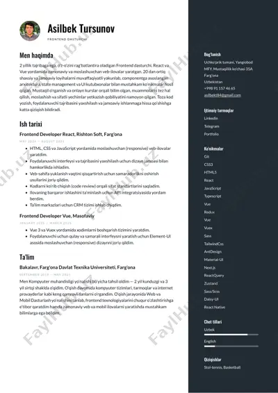 asilbek tursunov - fro​n​t e n d da s t u​r​c h i — PDF