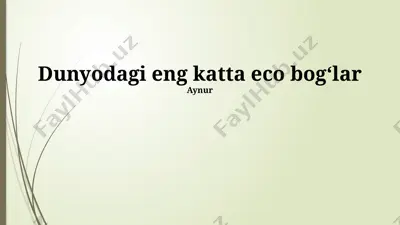 dunyodagi eng katta eco bogʻlar — PPTX
