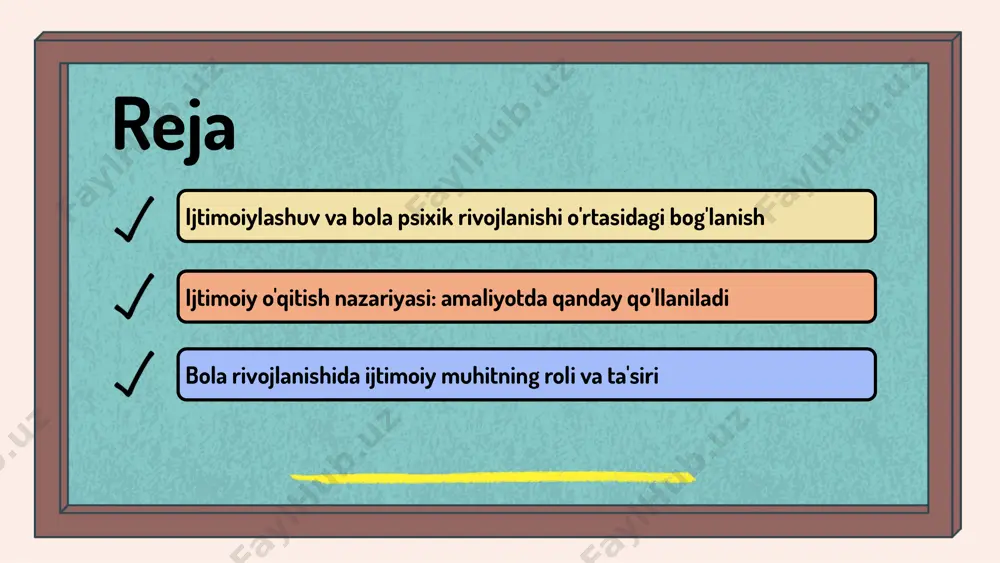 azariyani amaliyotda qo'llab, bolalarning o'zaro muloqot qilishlari va jamoaviy ishlash ko'nikmalarini oshirishga yordam berishlari kerak. ijtimoiy o'qitish nazariyasi ta'lim jarayonida bolalarga ijtimoiy vaziyatlarda qanday qilib to'g'ri harakat qilishni o'rgatadi. misol uchun, guruh ishlarida ishtirok etish, muammolarni birgalikda hal qilish va o'z fikrlarini ifoda etish ko'nikmalari rivojlanadi. bu amaliyotlar o'zaro hurmat va hamkorlikni oshiradi, shuningdek, bolalarning o'zlariga bo'lgan ishonchini mustahkamlashga yordam beradi. bola rivojlanishida ijtimoiy o'qitish ijtimoiy o'qitish bolalarning psixik rivojlanishiga muhim ta'sir ko'rsatadi. bu jarayon ularning o'zaro munosabatlarini yaxshilaydi. amaliyotda ijtimoiy o'qitish uchun turli strategiyalar mavjud. masalan, guruh ishlari va rolli o'yinlar bolalarning ko'nikmalarini rivojlantiradi. ijtimoiy o'qitish orqali bolalar o'zlarini anglashadi va ijtimoiylashuvni kuchaytirishadi, bu esa ularning jamiyatga faol kirishishlariga yordam beradi. ijtimoiy muhitning bola rivojlanishiga ta'siri ijtimoiy muhit bola rivojlanishida muhim rol o'ynaydi. u bola psixik rivojlanishida, xarakterini shakllantirishda va ijtimoiy ko'nikmalarini rivojlantirishda eng muhim omil hisoblanadi. ijtimoiy muhit bola topshirgan vazifalar va qiyinchiliklar bilan bog'liq. bola rivojlanishida ijtimoiy …