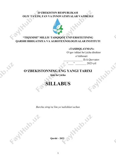 o‘zbekistonning eng yangi tarixi — DOCX