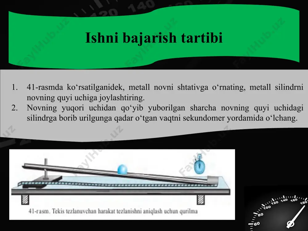 tekis tezlanuvchan harakatlanayotgan jism tezlanishini aniqlash 7-sinf - Page 4