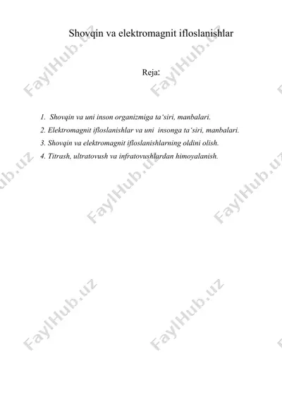 shovqin va elektromagnit ifloslanishlar — DOC