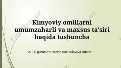 kimyoviy birikmalar sanoatda va qishloq xo'jaligida qo'llanishi — PPTX