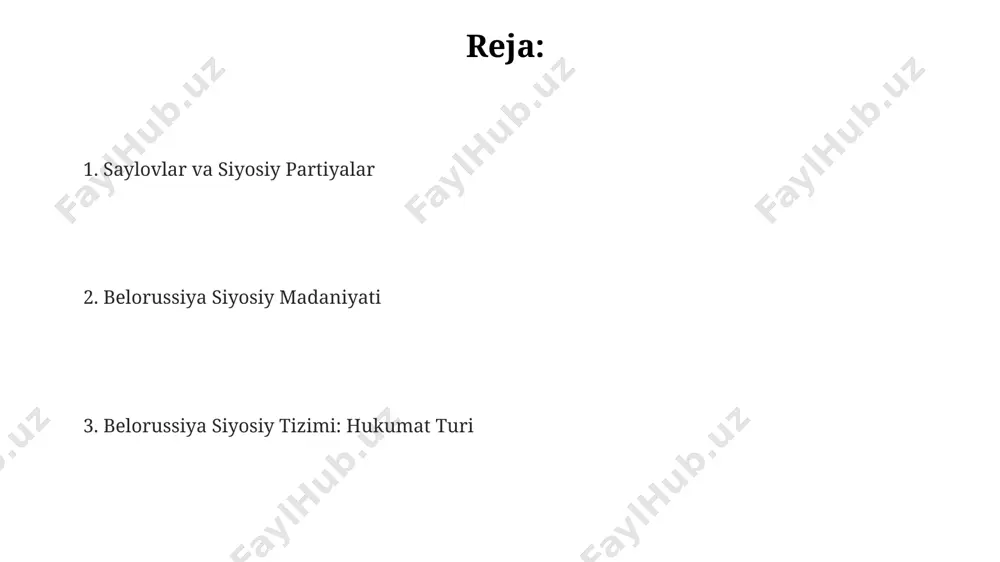 belarusda siyosiy mahbuslar soni 2021 yilda 1000 dan oshgan, ularning aksariyati adolatsiz sud jarayonlaridan keyin qamoqqa olingan. prezident hokimiyati prezident hokimiyatining muhim jihati, u konstitutsiyaviy sudning qarorlariga veto qoʻyish huquqiga ega boʻlib, bu qonun chiqaruvchi va sud hokimiyatlari ustidan kuchli nazoratni taʼminlaydi. belarusda prezident saylovlari 5 yilda bir marta oʻtkaziladi va oxirgi saylovlarda 80% dan ortiq ovoz bilan gʻolib boʻlgan amaldagi prezident aleksandr lukashenko minsk shahrida qarorgohi joylashgan. prezidentning keng koʻlamli vakolatlari belarus konstitutsiyasi bilan 1994-yilda tasdiqlanib, unga qonun chiqarish, ijro etuvchi va sud hokimiyatlariga taʼsir koʻrsatish imkoniyatini beradi, bu esa kuchli prezidentlik tizimini shakllantiradi. belorussiya siyosiy tizimining umumiy ko'rinishi belarus konstitutsiyasi prezidentga keng vakolatlar beradi, shu jumladan qonun chiqaruvchi organ bo'lgan milliy assambleyaning faoliyatiga sezilarli darajada ta'sir qilish imkoniyatini beradi, bu esa mamlakatning siyosiy tizimini avtoritar tuzum sifatida belgilaydi. belarus prezidenti, aleksandr lukashenko, 1994 yildan buyon mamlakatni boshqarib kelmoqda va uzoq muddatli hokimiyatining o'rnatilishi minskda siyosiy muvozanatni keskin ta'sir …