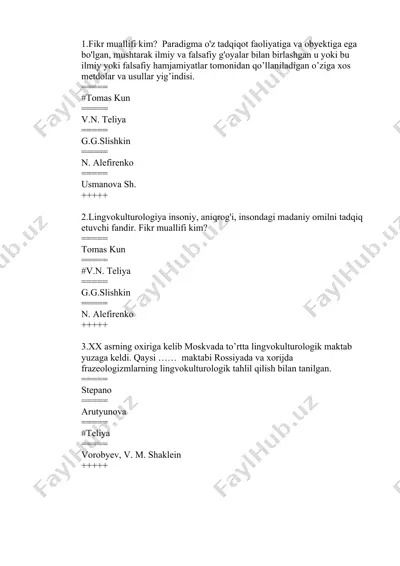 tilshunoslik va madaniyat bo‘yicha savol-javoblar to‘plami — DOCX