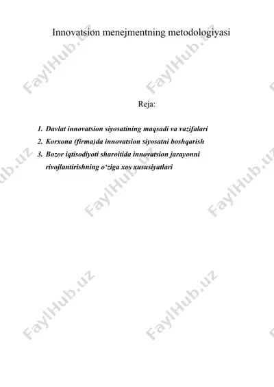 innovatsion menejmentning metodologiyasi — DOC