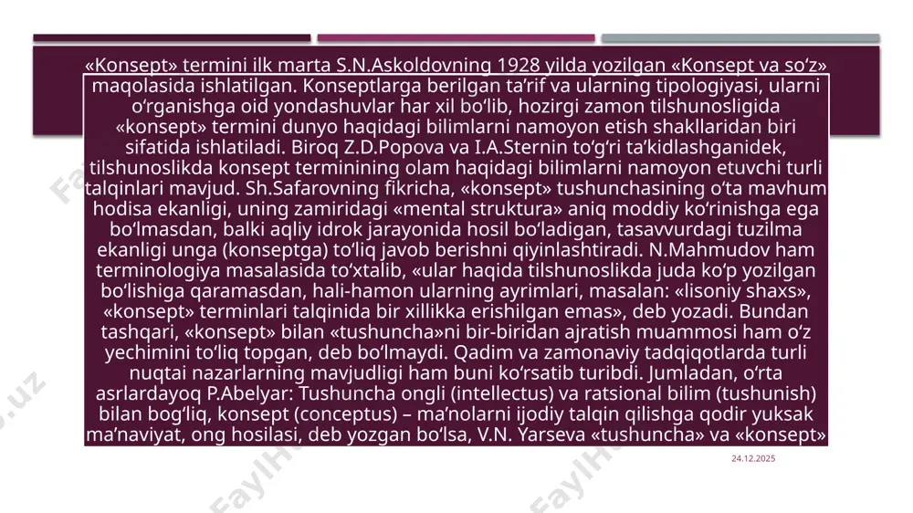da) chumoli o‘rmalagandek» fblar orqali ifodalandi: 1) paytava issiq tutish va terlamaslik uchun oyoqqa o‘raladigan mato bo‘lib, u oyoqqa o‘ralganda uning ichiga tushib qolgan qurt g‘imirlasa, odam tipirchilab qolishi mumkin. 08.10.2023 bu iboraning to‘g‘ri ma’nosi. ammo paytava deyarli qo‘llanilmaydigan bugungi kunda biror odamga nisbatan bu ibora ishlatilsa, demak, ishlar joyida emas, nimadandir o‘zini qo‘yarga joy topolmayotganligi tushuniladi. bu asrlar qa’ridan tafakkurimizda yashab kelayotgan arximetafora hisoblanadi. masalan: (shoira): uxlashib bo‘pti. hammasining oromi buzildi. paytavasiga qurt tushdi, nazarimda. ikkala opam ham tipirchilab qolishdi (j.jabborov. uyqusiz kecha, 19). o‘tilda ham bu iboraning «bezovta bo‘lmoq, yelib-yugurib qolmoq» ma’nosida ishlatilishi misollar bilan yoritilgan: hudaychi jo‘nagach, qo‘rg‘onbegining paytavasiga qurt tushib, tipirchilab qoldi va u yoqdan bu yoqqa yugura boshladi (a. qodiriy. o‘tgan kunlar) [3]. ushbu ibora davr jihatdan yuz yillik farq oralig‘ida yozilgan yuqoridagi asarlarda pragmatik jihatdan bir xil jaranglab turibdi. bunday iboralarning etimologiyasi uzoq o‘tmishga boribtaqaladi. 2) chumoli o‘rmalagandek turg‘un o‘xshatmani chog‘ishtirib tahlil qilganimizda, «chumoli» …