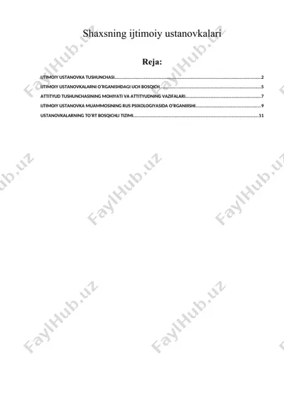 shaxsning ijtimoiy ustanovkalari — DOCX