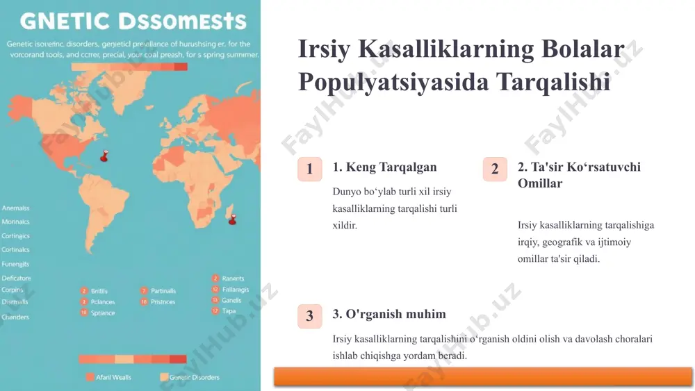 an o‘zaro munosabatlarni rivojlantirish. 22 onkologik va gematologik kasalliklarga chalingan bolalar uchun maktabda ehtiyot chorasi yuqumli kasalliklardan himoya bolani boshqa bolalar bilan aloqa qilishda ehtiyot choralarini ko‘rish. giyena qoidalariga rioya qilish qo‘llarni tez-tez yuvish, toza kiyim kiyish. oziq-ovqat xavfsizligi toza va sifatli oziq-ovqat mahsulotlarini iste'mol qilish. 23 xulosa va tavsiyalar bolalarda saraton va gematologik kasalliklarning oldini olish va davolashda erta tashxis qo‘yish, kompleks davolash, oilaviy qo‘llab-quvvatlash va ijtimoiy yordam muhim ahamiyatga ega. 24 image1.png image2.png image3.png image4.png image5.png image6.png image7.png image8.png image9.png image10.png image11.png image12.png image13.png image14.png image15.png image16.png image17.png image18.png image19.png image20.png image21.png image22.png image23.png image24.png image25.png image26.png image27.png image28.png image29.png image30.png image31.png image32.png image33.png image34.png image35.png image36.png image37.png