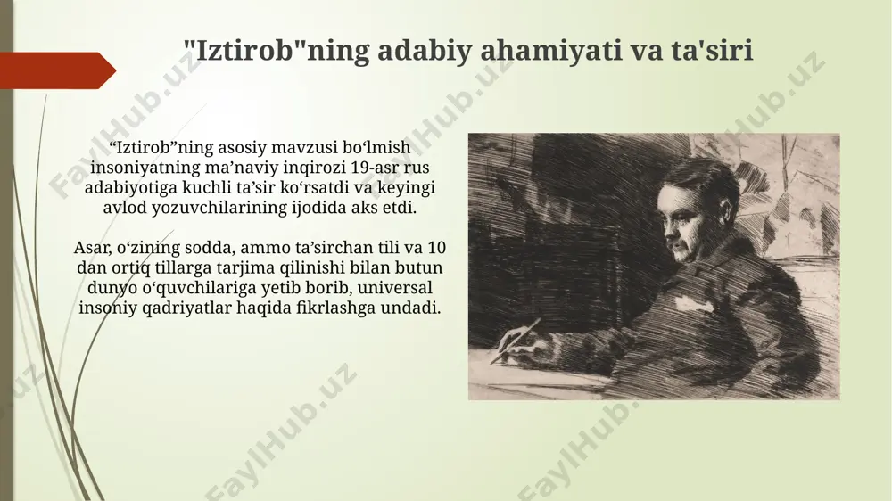 lev tolstoyning "iztirob" asari mavzusida taqdimot - Page 4