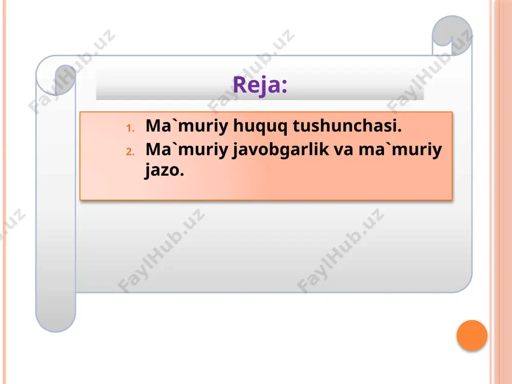 deganda qonun hujjatlariga binoan ma`muriy javobgarlikka tortish nazarda tutilgan, shaxsga, fuqarolarning huquqlari va erkinliklariga, mulkchilikka, davlat va jamoat tartibiga, tabiiy muhitga tajovuz qiluvchi g`ayriqonuniy, aybli qasddan yoki ehtiyotsizlik orqasida sodir etilgan harakat yoki harakatsizlik tushuniladi (ma`muriy javobgarlik to`g`risidagi kodeks,10-modda). ma`muriy huquqbuzarlikning eng muhim belgilaridan biri g`ayriqonuniylikdir. bu g`ayriqonuniy harakat kabi g`ayriqonuniy harakatsiz bo`lishi mumkin. ma`muriy huquqbuzarlik qasddan yoki ehtiyotsizlik orqasida sodir etiladi. qasddan qilingan huquqbuzarlikka mayda bezorilik, ta`qiqlangan usul bilan ov qilish kiradi. ehtiyotsizlik bilan sodir etilganlarga yong`in xavfsizligi, mehnat muhofazasi qoidalarini buzishlar kiradi. o`zbekiston respublikasida ma`muriy javobgarlik fuqarolar-ga nisbatan 16 yoshga to`lgandan boshlab kuchga kiradi (13-modda). ma`muriy huquqbuzarlikni sodir etgan 16 yoshdan 18 yosh-gasha bo`lgan shaxslarga voyaga etmaganlar ishlari bo`yicha komis- siyalar to`g`risidagi nizomda nazarda tutilgan choralar qo`llaniladi. 16-yoshgasha bo`lgan shaxslar uchun huquqbuzarning ota-onasi yoki vasiysi javobgarlikka tortiladi. harbiy xizmatchilar va iiv xodimlari ma`muriy huquqbu-zarliklar uchun intizom ustaviga ko`ra javobgar bo`ladilar. faqat yo`l harakati, ov qilish, baliq tutish, bojxona …
