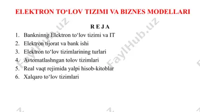 elektronto‘lov tizimi va biznes modellari — PPTX