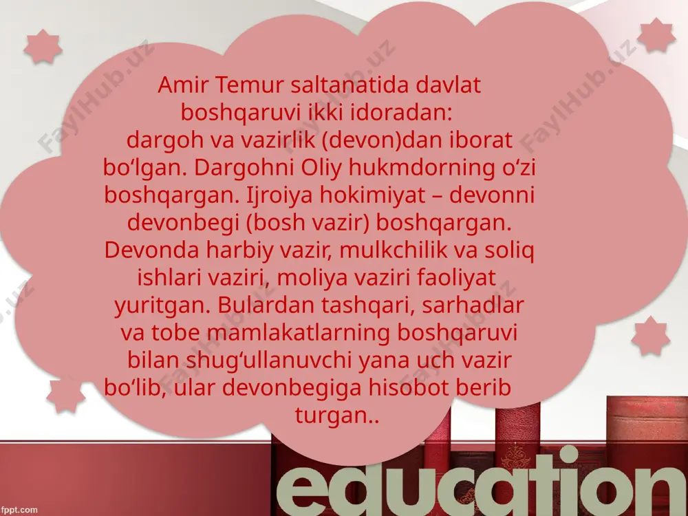 amir temur saltanatida davlat boshqaruv tizimi va harbiy tizim - Page 5