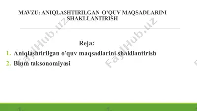 o'quv maqsadlarini shakllantirish — PPTX