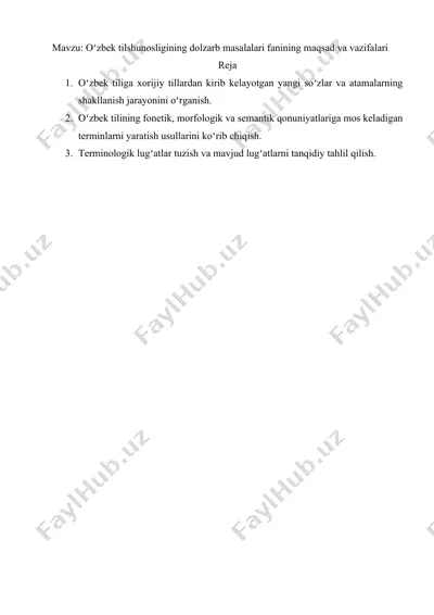 o'zbek tilshunosligining dolzarb masalalari — DOCX