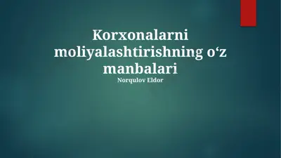 korxonalarni moliyalashtirishning o‘z manbalari — PPTX