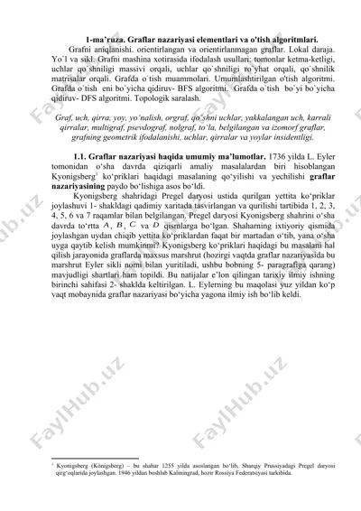 graflar nazariyasi elementlari va o'tish algoritmlari — DOCX