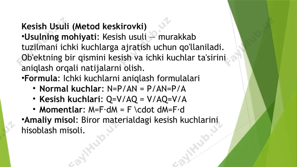 ichki kuchlar va kesish usuli - Page 5