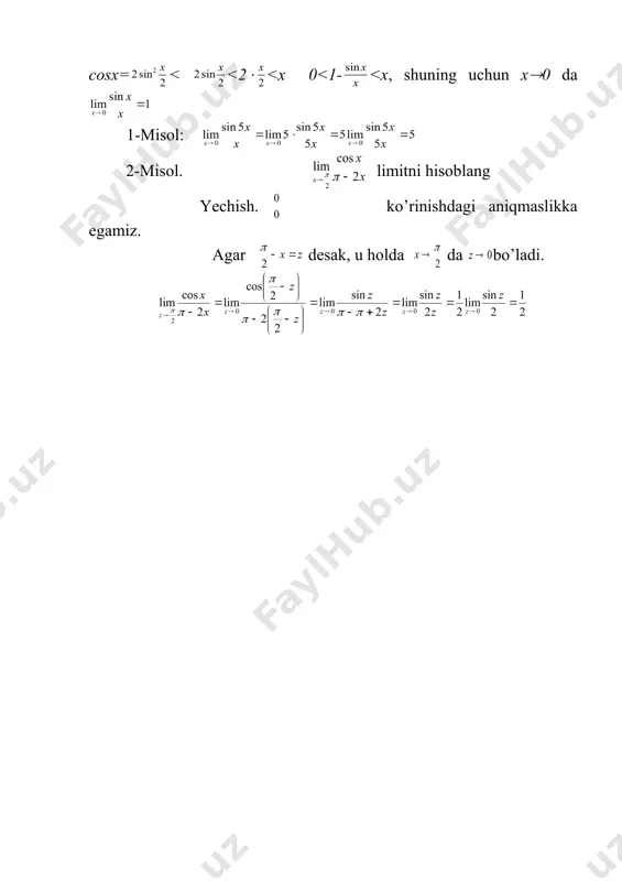 tengsizlikda limitga o’tish. cheksiz kichik va cheksiz katta miqdorlarning limiti - Page 3
