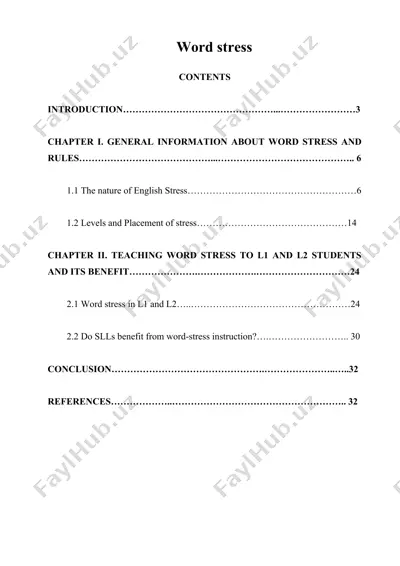 english word stress course paper — DOCX