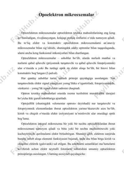 opoelektron mikrosxemalar — DOC