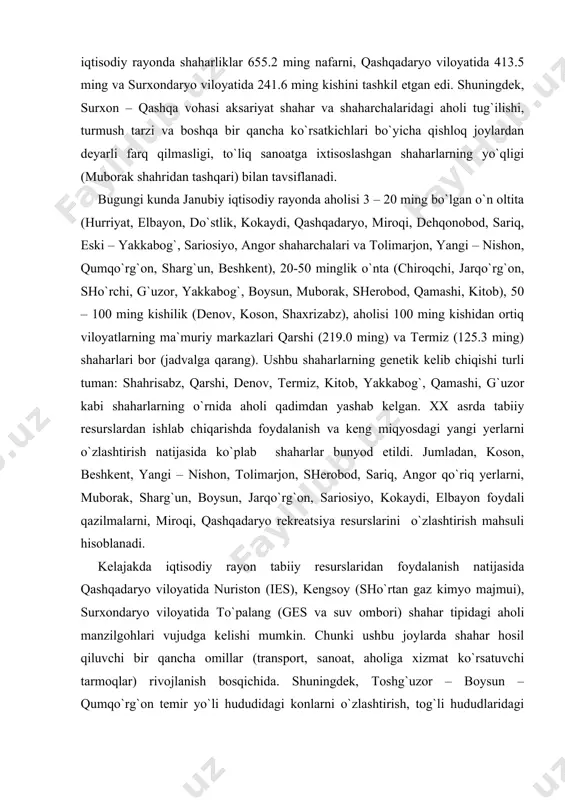 janubiy o`zbekiston tabiiy resurslari va shaharlar rivojlanishi - Page 5