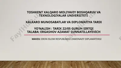 eron islom respublikasi zamonaviy diplomatiyasi — PPTX