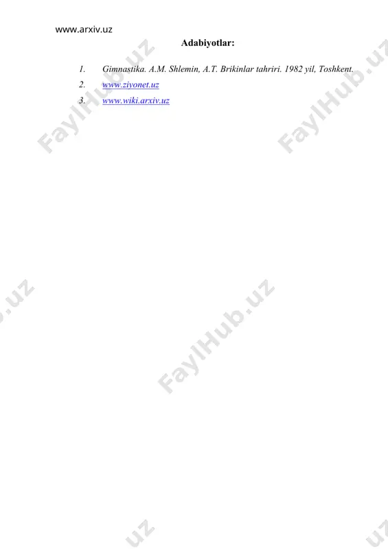 maktabda gimnastika mashg`ulotlarini tashkil qilish va o`tkazish hamda ularning mazmuni - Page 5