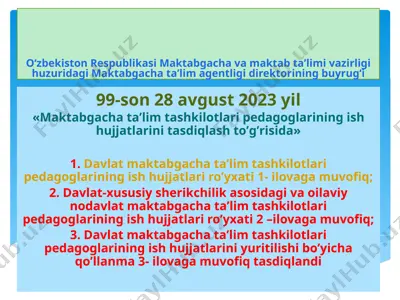 maktabgacha ta'lim tashkilotlari pedagoglarining ish hujjatlari — PPTX