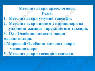 мезолит даври археологияси. — PPT