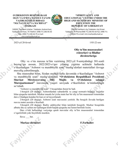 axborot va murabbiylik soati mashg‘ulotlari materiali — DOCX