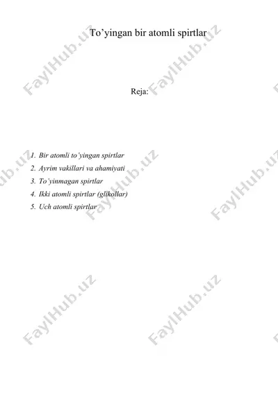 to’yingan bir atomli spirtlar — DOC