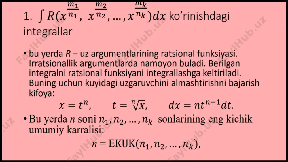 irratsional funksiyalarni integrallash - Page 4