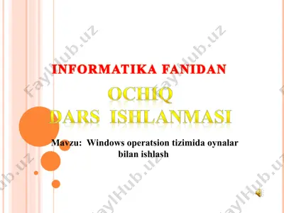 windows operatsion tizimida oynalar bilan ishlash — PPT