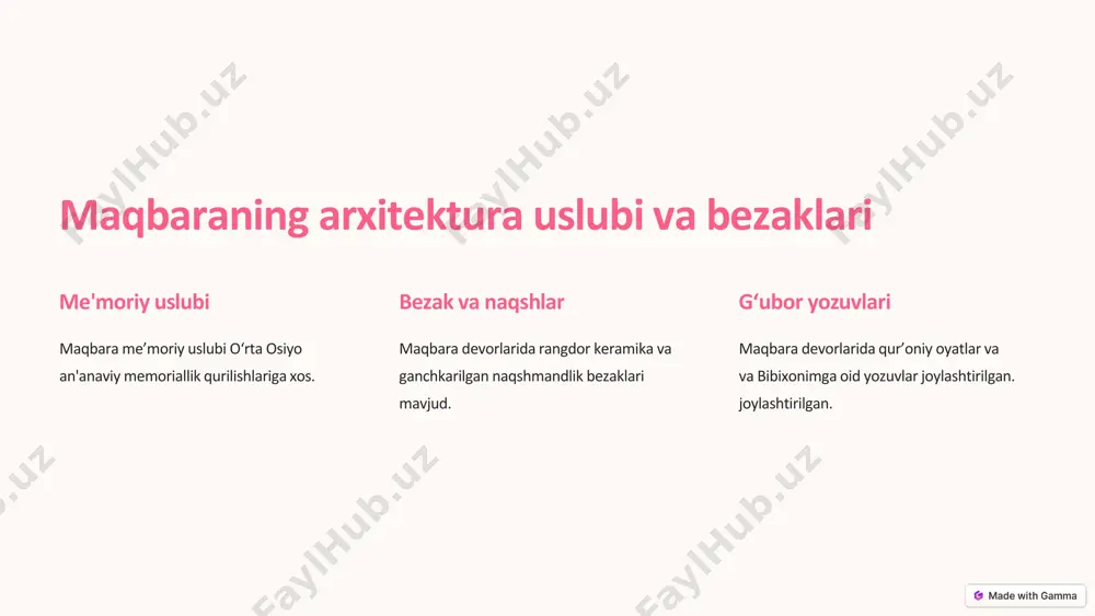 i va ta'miri uning mustahkamligi va kelajakdagi kelajakdagi ahamiyatini ta'minlaydi. https://gamma.app/?utm_source=made-with-gamma слайд 1 слайд 2 слайд 3 слайд 4 слайд 5 слайд 6 слайд 7 слайд 8 слайд 9 слайд 10