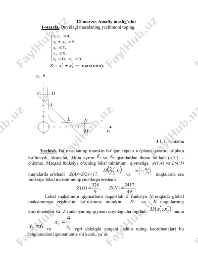 chiziqsiz dasturlash masalalari yechimi — DOCX