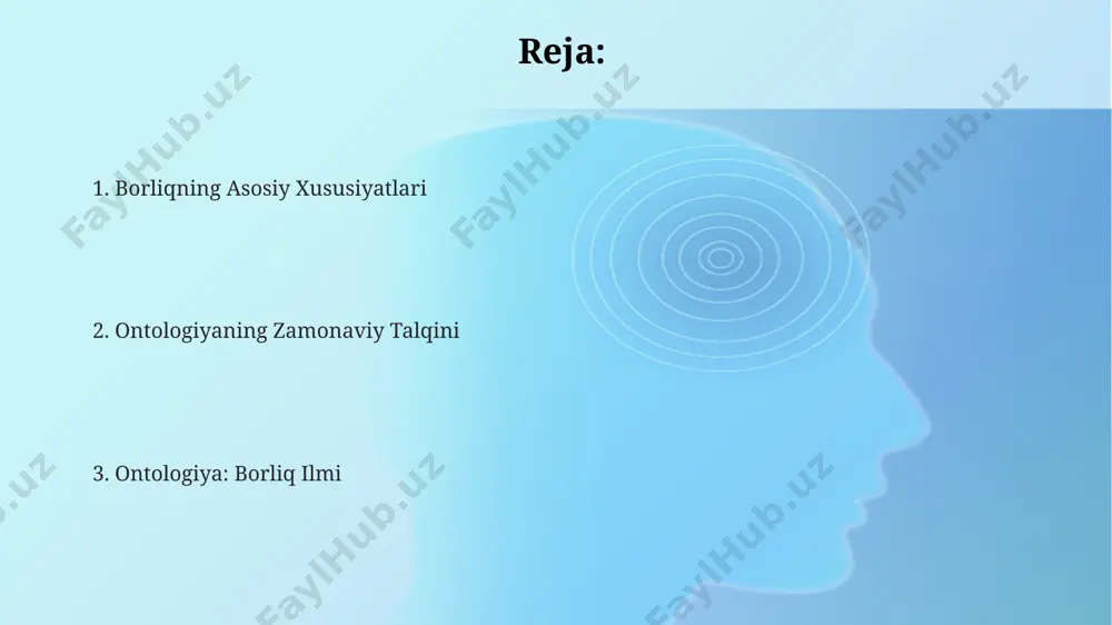 a fanlar bilan aloqasi ontologiya, ya'ni mavjudot haqidagi ta'limot, matematika va mantiq kabi aniq fanlar bilan ham chambarchas bog'liq bo'lib, ularning 5ta asosiy tamoyillarini tahlil qilish va modellashtirishda muhim rol o'ynaydi, ayniqsa, aqshdagi tadqiqotlarda. ontologiyaning rivojlanishi 2 soha – biologiya (tirik mavjudotlarning ontogenezini o'rganish) va kompyuter fanlari (ma'lumotlar bazalarini yaratishda)dagi 3 asosiy tendentsiyaga ta'sir ko'rsatdi, bu esa butun dunyo bo'ylab yangi tadqiqotlarga yo'l ochdi. ontologiya, 17-asrda germaniyada paydo bo'lgan va keyinchalik dunyo bo'ylab 200 dan ortiq universitetlarda o'qitiladigan metafizikaning bir qismi sifatida, falsafa, informatika va lingvistika kabi fanlar bilan chambarchas bog'liq. borliq haqidagi qadimgi fikrlar qadimgi xitoy falsafasida, taxminan miloddan avvalgi 6-asrda, lao-tzu ta'limotlarida "dao" tushunchasi borliqning asosini tashkil etuvchi, 5 elementdan iborat bo'lgan, o'zgaruvchan, lekin abadiy tamoyil sifatida tasvirlangan. qadimgi hindiston falsafasi, xususan, vedanta maktabi, "brahman" tushunchasi orqali borliqni 3 dunyo – o'zgaruvchan, illyuziya va haqiqat dunyosi bilan bog'laydi. miloddan avvalgi 6-5-asrlarga oid qadimgi yunon faylasufi parmenidesning fikrlariga ko'ra, …