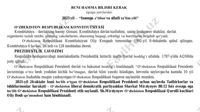 o‘zbekiston respublikasi konstitutsiyasi — PDF