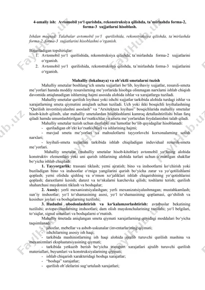 avtomobil yo‘l qurish xujjatlari — DOC