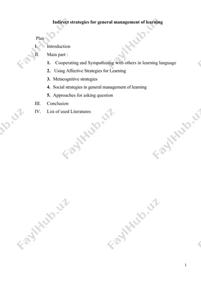 indirect strategies for general management of learning — DOC