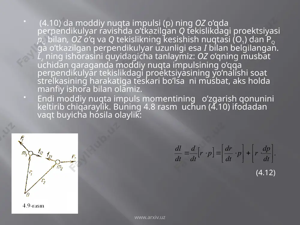impuls momenti va uning o’zgarish qonuni - Page 5