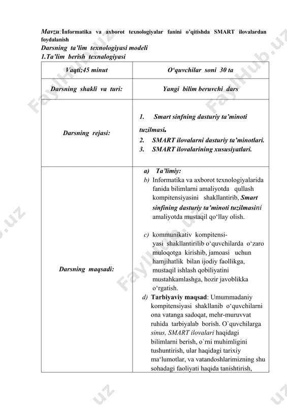 viy va yakka tartibda ishlash. ta’lim vazifalari: darslik , ko‘rgazmalar, rasmlar, elektron vositalar . monitoring va baholash og‘zaki so‘rov: tezkor so‘rov va boshqalar amaliy mashg‘ulot. 2. darsning texnalogik xaritasi: ish bosqichlari va vaqti: faoliyat o‘qituvchi o‘quvchi 1-bosqich. o‘quv mashg‘ulotiga kirish (3 daqiqa) 1.1. mavzuning nomi, maqsad va kutilayotgan natijalarni yetkazish. mashg‘ulot rejasi bilan tanishtirish. 1.2. ma’naviy va siyosiy daqiqa o‘tkazish. bugungi kunda respublikamizda bo‘layotgan muhim voqealar haqida tushuncha berish. 1.3. o‘quv mashg‘uloti qoidalari va baholash mezonlari bilan tanishtirish. tinglaydilar va mavzuga oid oldindingi mavzu bog’liqligini muhokama qiladilar 2-bosqich. o‘tilganlarni takrorlash (7 daqiqa) 2.1. uy vazifasini baholash. 2.2. mustahkamlash. 2.1. uy vazifasi tekshirish boshqotirma ishlash, smart ilovalariga oid savol javob o‘tkaziladi 3-bosqich. asosiy (20 daqiqa) 3.1. o‘quvchilarga sinus, kosinus va tangens ishoralari haqida va ularni aniqlash usullari haqida umumiy tushuncha berish. 3.2. elektron darslik va misollar yordamida tushuntirish 3.1. smart ilovalari bilan tanishadilar. 3.2 smart ilovalarida yangi mavzu bilan qayta tanishadilar. …