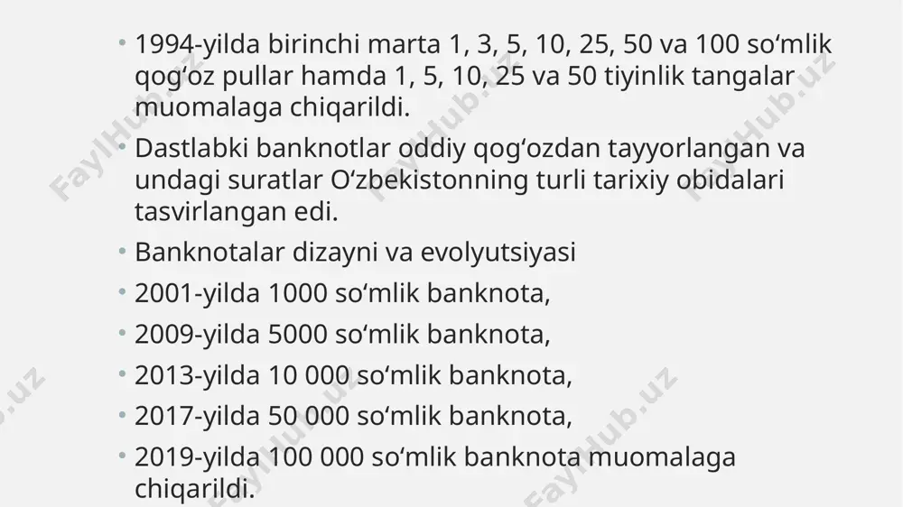 akda markaziy bank raqamli soʻmni joriy etish va xorijiy mamlakatlar bilan valyuta hamkorligini rivojlantirish ustida ish olib bormoqda. foydalangan adabiyot "oʻzbekiston iqtisodiyoti" (muallif: bahodirjon akhmedov) kitobi valyuta va xalqaro iqtisodiyot" (by paul r. krugman, maurice obstfeld) – "xalqaro iqtisodiyot" (by paul a. samuelson va william d. nordhaus) – image1.jpg image2.jpg image3.jpg