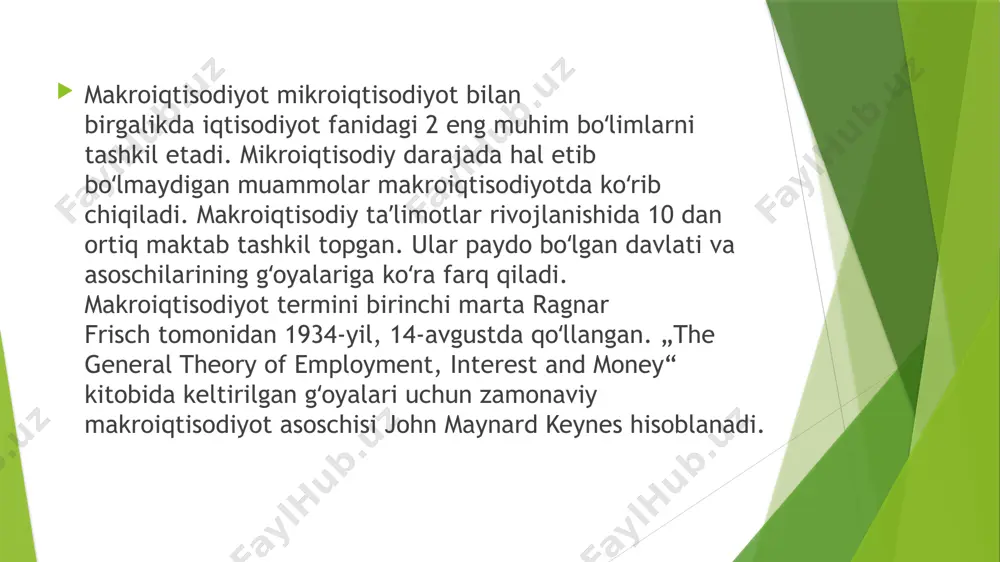 toʻgʻrisida turli xil gʻoyalar allaqachon paydo boʻlgan edi. bu nazariyalarning maqsad va usullari bir-biridan farq qilganligi tufayli, har biri oʻz makroiqtisodiy taʼlimotiga ega 10 dan ortiq maktablar vujudga keldi. dastlabki makroiqtisodiy taʼlimotlar merkantilizmdan marksizmgacha xv asrda tarixdagi dastlabki iqtisodiy taʼlimotlar maktabi, merkantilizm vujudga kelgan. antoine montchrestien de watteville, william stafford, thomas mun va jean-baptiste colbert bu maktab rivojlanishiga hissa qoʻshgan olimlar hisoblanishadi. merkantilizm maktabining maqsadi davlat aralashuvi orqali pul bilan taʼminlanganlik darajasini oshirish va toʻlov balansini qoʻllab-quvvatlash hisoblangan (eksportni oshirish va importni cheklash orqali). xviii asr oʻrtalarida fiziokratlar maktabi tashkil topdi (françois quesnay, anne robert jacques turgot, victor riqueti, marquis de mirabeau va pierre-paul le mercier de la rivière). fiziokratlar keltirgan gʻoyalarda qishloq xoʻjaligining ahamiyati yuqori edi. fiziokratizm taʼlimotiga koʻra, yer yagona ishlab chiqarish omili hisoblangan. tableau économique nomli iqtisodiy modelda fiziokrat françois quesnay jamiyatni dehqonlar, hunarmandlar va mulkdorlarga boʻlish orqali „sof mahsulot“ paydo boʻlish sabablarini keltirib oʻtgan. xix asrda …