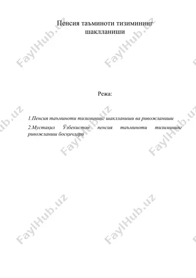 пенсия таъминоти тизимининг шаклланиши — DOC