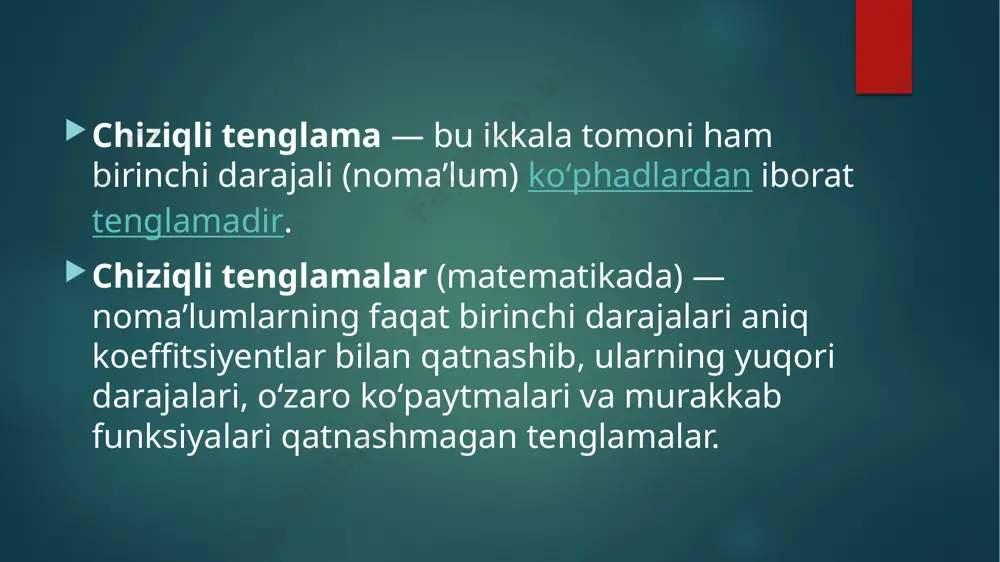 universal usullardan biridir. qishloq va suv xo‘jaligi iqtisodi va uni rejalashtirish, iqtisodiyotning boshqa ko‘p masalalarining optimal echimini topishda bu usuldan foydalanish mumkin. ulardan eng asosiylari – qishloq va suv xo‘jaligi korxonalarining optimal ixtisoslashuvini, chorva mollarini oziqlantirish uchun optimal ratsionini hisoblash, ishlab chiqarish korxonalarini joylashtirishning optimal rejasini tuzish. qishloq xo’jalik ekinlarini almashlab ekish dalalari bo’yicha optimal joylashtirish, fermer xo’jaligi yer maydonlarining optimal o’lchamini aniqlash va boshqa shunga o’xshash masalarning optimal yechimini topish. simpleks usuli algoritmi: masala. 3 turdagi qishloq xo‘jalik mahsulotini etishtirish uchun 3 turdagi (r1 ,r2 , r34) resurs talab qilinsin. bu erda r1 -ekin maydoni, r2 - meqnat xarajatlari, r3 -solinadigan o‘ѓitlarning miqdori. shartlarni aniq ifodalashda foydalaniladigan dastlabki axborotlar 1-jadvalda keltirilgan. har bir ishlab chiqariladigan mahsulotning shunday rejasini tuzish kerakki, natijada eng ko‘p foyda olinsin. masalaning matematik modelini chiziqli programmalashtirish masalasiga olib kelib tuzamiz. x1, x2, x3 lar orqali i1, i2, i3 tur ishlab chiqarishlardagi maksimal foyda beruvchi izlanayotgan …