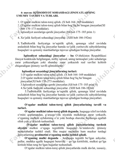 iqtisodiyot sohasidagi jinoyatlar — DOCX