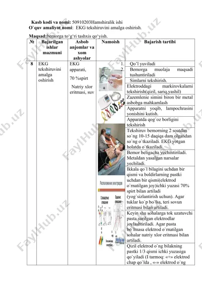 ekg tekshiruvi amalga oshirish — DOCX